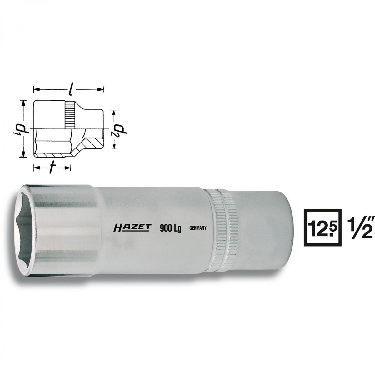 Hazet 900LG 1/2“ drive 6-point sockets long