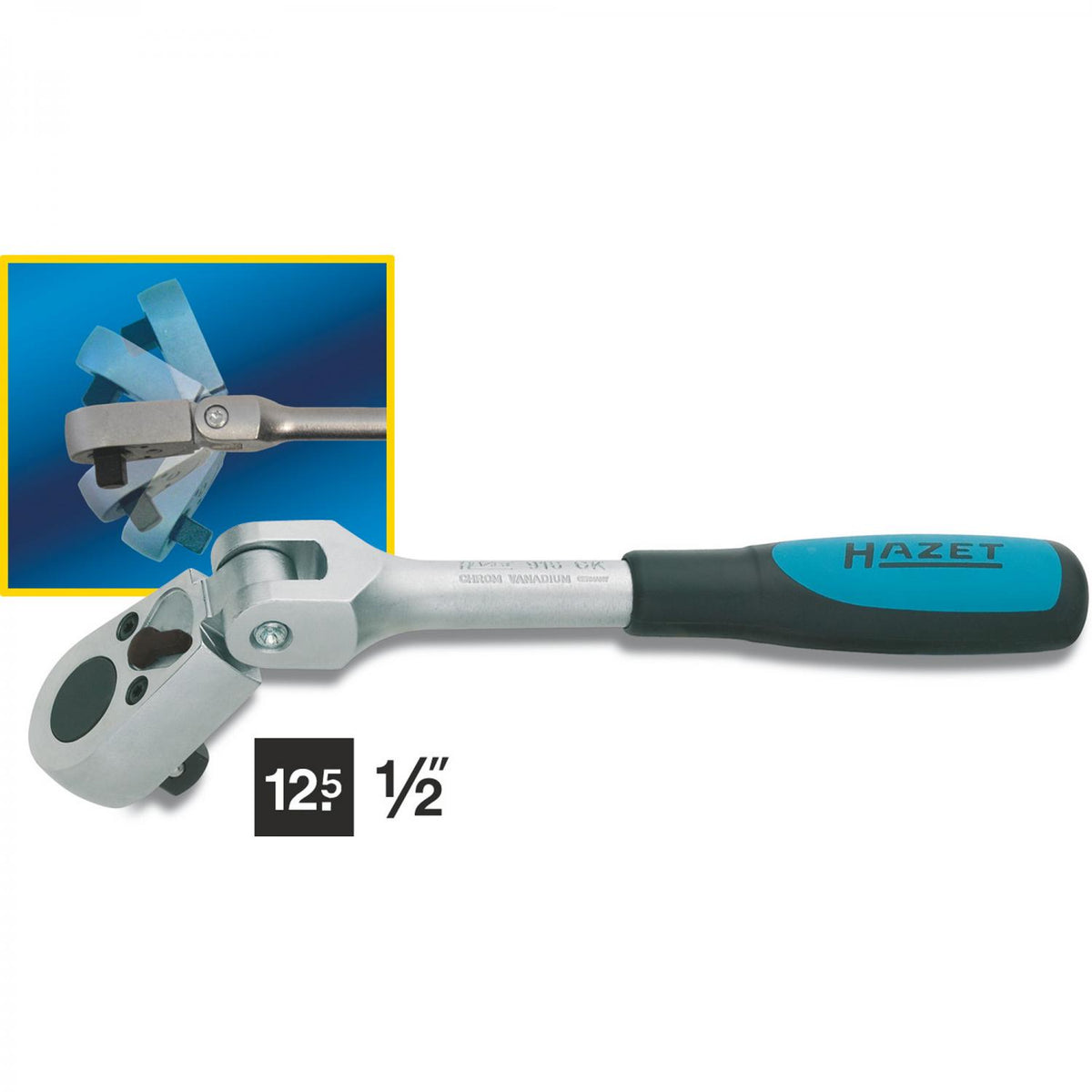 Hazet 916GK Short Reversible Ratchet with Hinge Joint