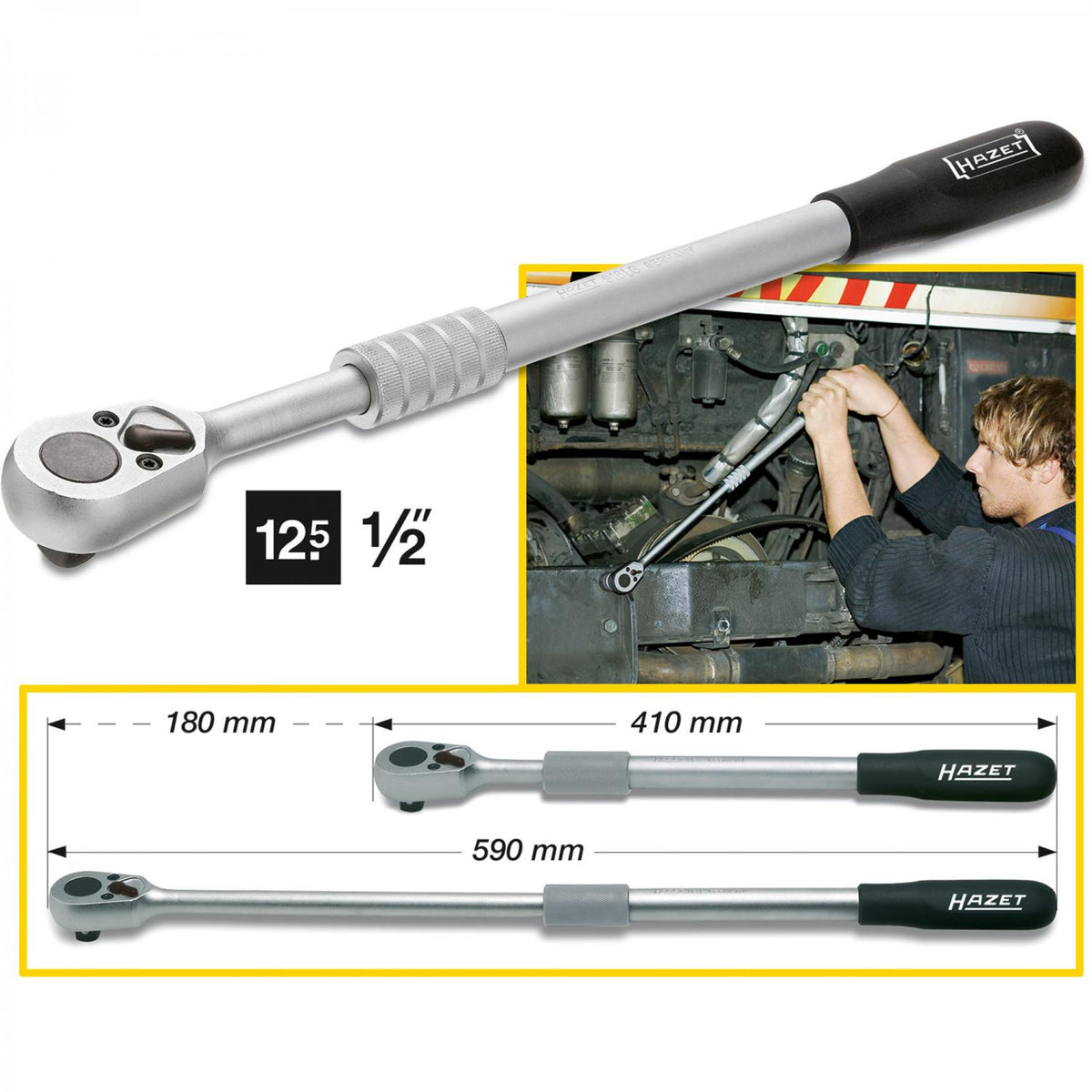 Hazet 916LG Telescopic Reversible Ratchet