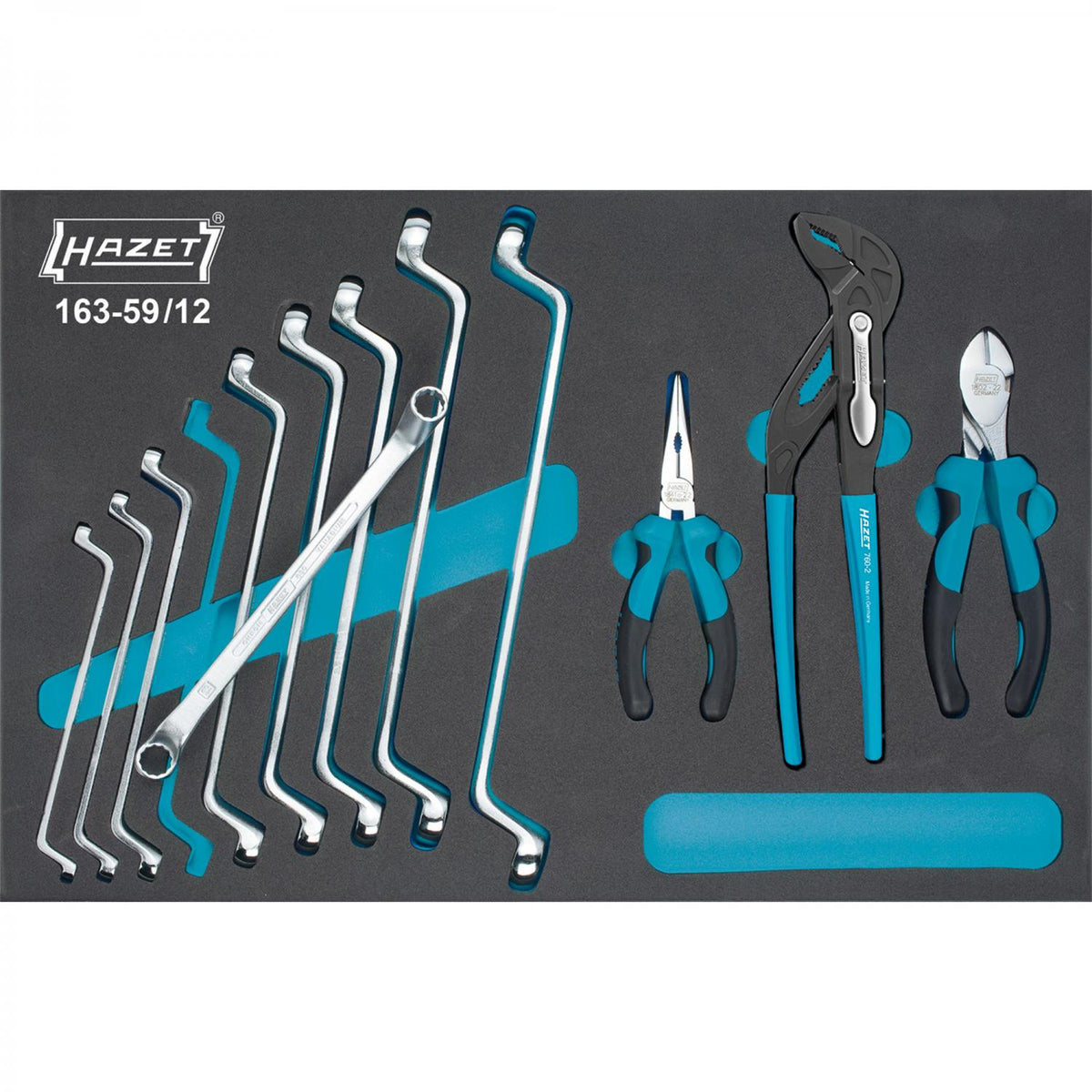 Hazet 163-59/12 Tool Set. Double Box End Wrenches. Pliers
