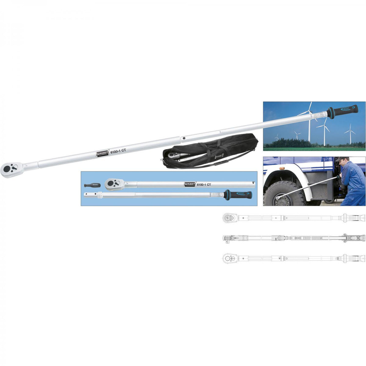 Hazet 6150-1CT Torque Wrench 3/4'' drive 400-1 000 Nm