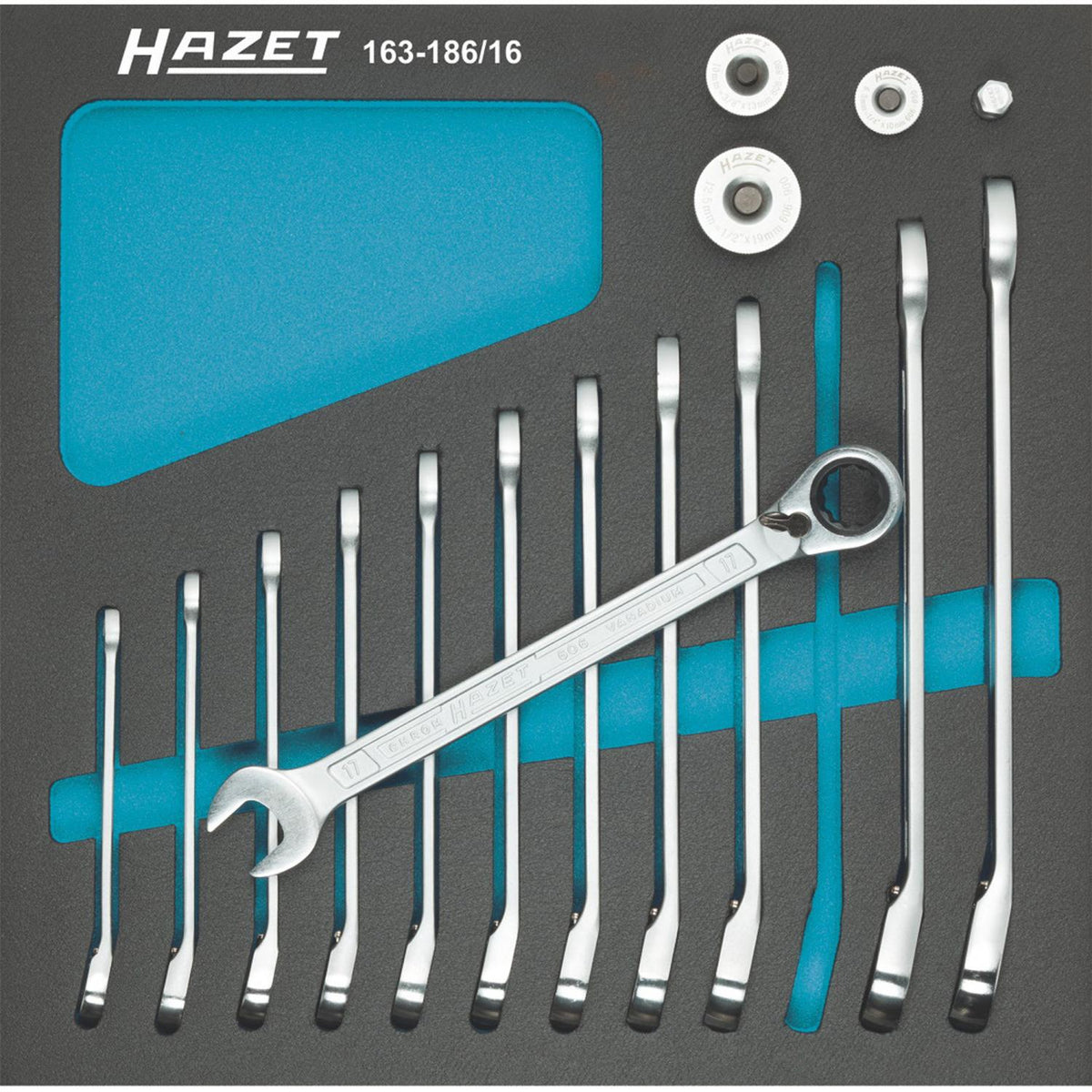 Hazet 163-186/16 606 Ratcheting Combination Wrench Set