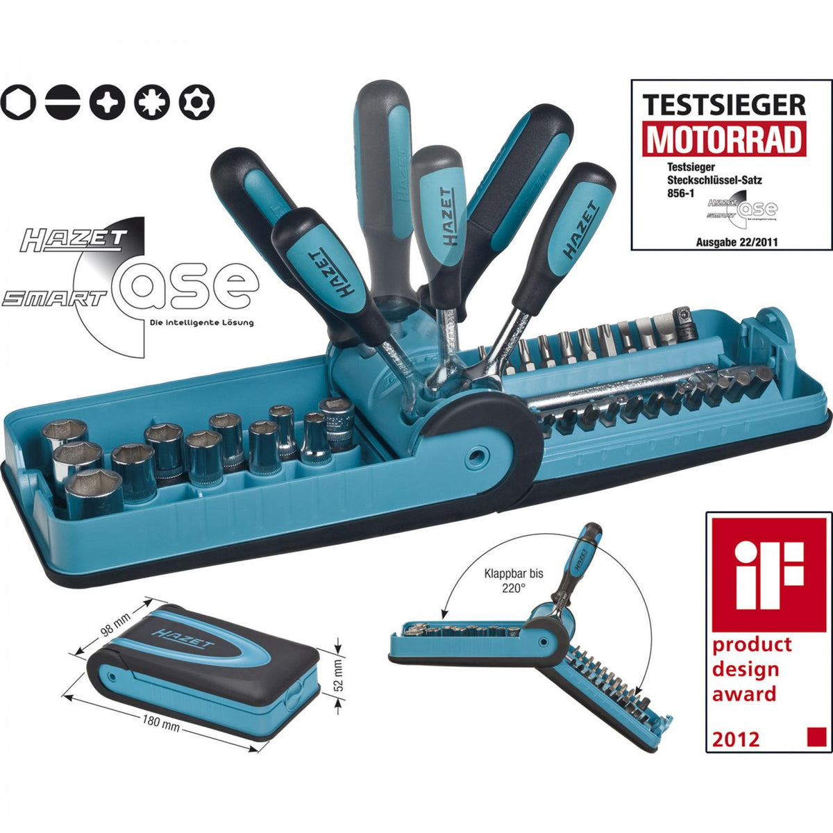 Hazet 856-1 1/4” Socket Set (6-Point) in Smart Case