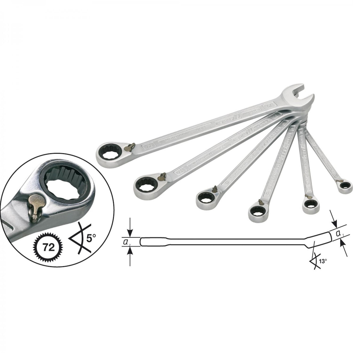 Hazet 606/6-1 6-piece Ratcheting Combination Wrench Set
