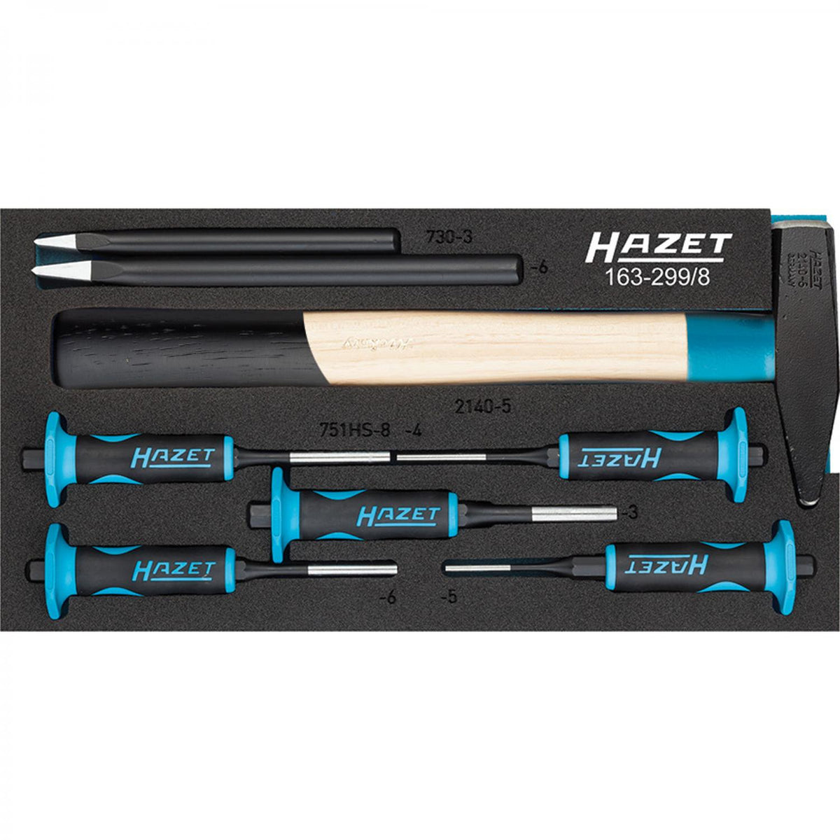 Hazet 163-299/8 Drift Pin Set with Hammer