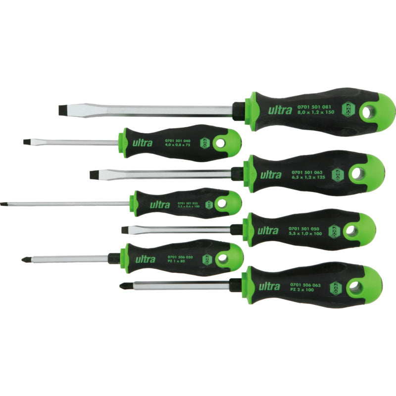 RECA Green Ultra Screwdriver Set 7 pcs.  PH and Slotted