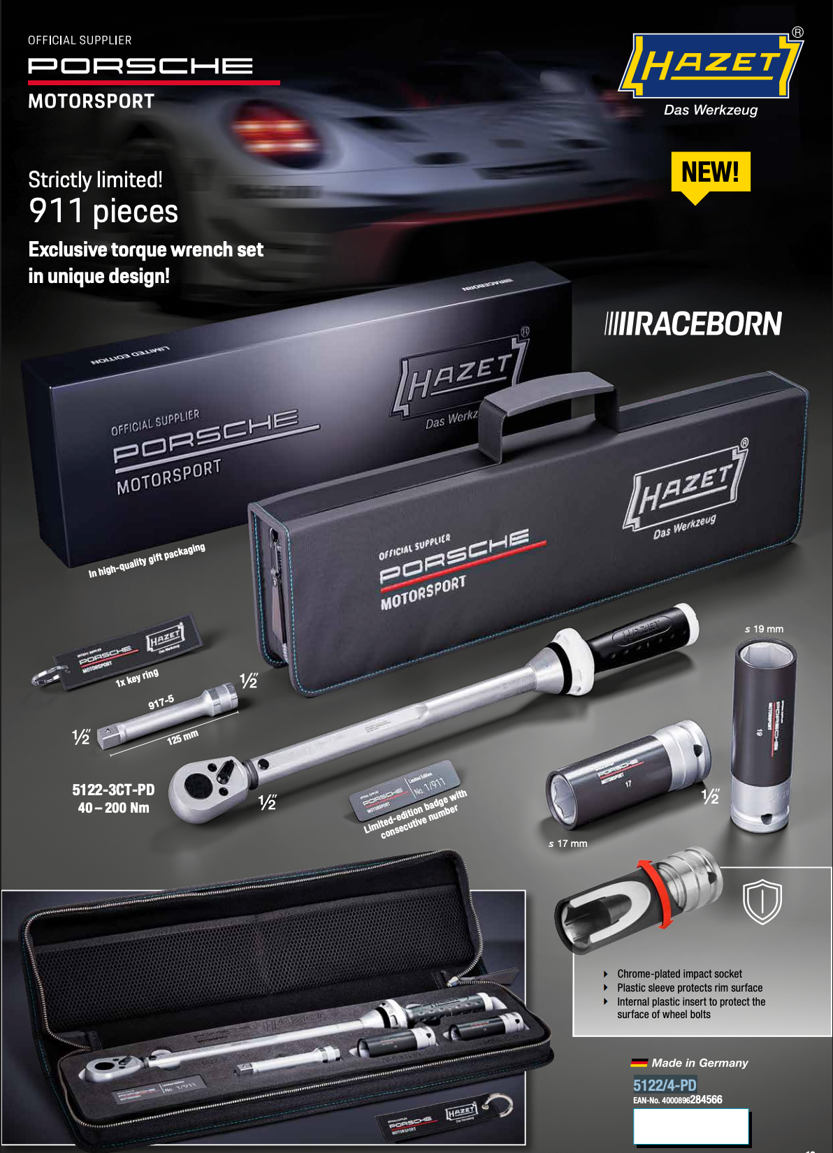 Hazet 5122/4-PD strictly limited Porsche torque wrench set